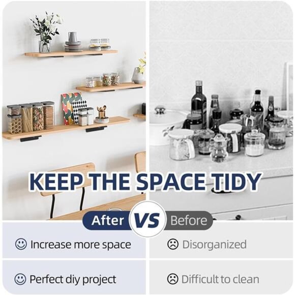 6 Pack Floating Shelf Brackets, 6 Inch Heavy Duty Industrial Shelf Bracket - Picture 4 of 7